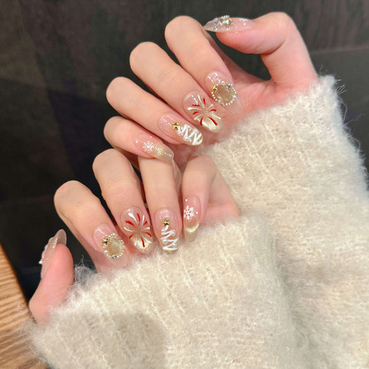 【きらめく聖夜】ツリー×スノー×キャンディ|クリスマス限定ネイルチップ🎄✨