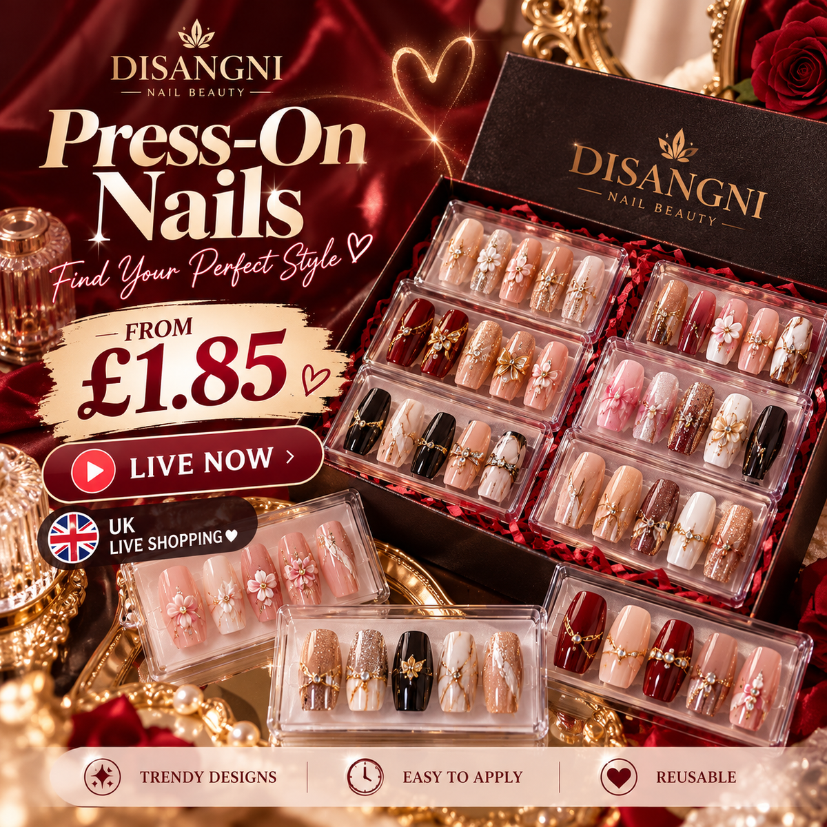 【LIVE Reserved Nails Checkout】Shipping from 2 Sets | Press-On Nails £1.85 per Set (Please Purchase the Same Quantity as Your Reserved Sets)