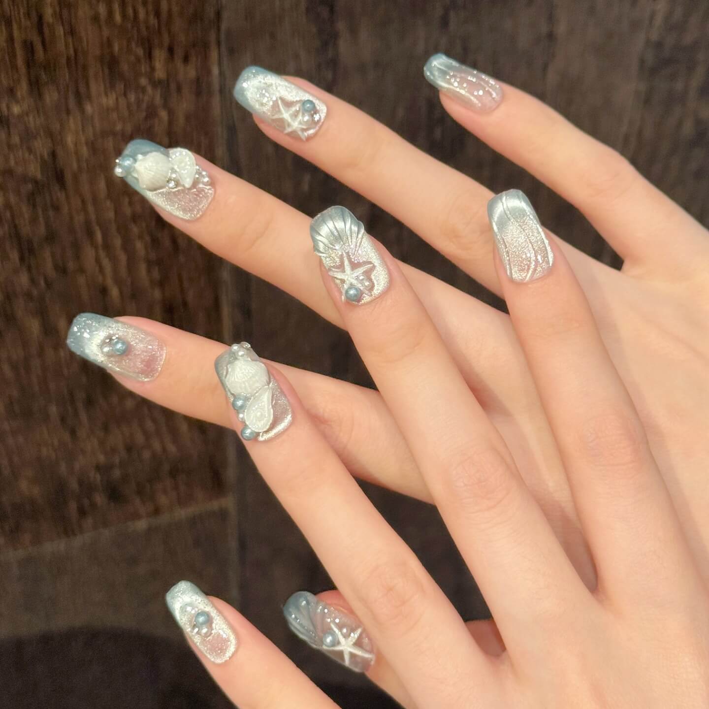 ヒトデとシェルの立体デコがまるで海の中みたいな仕上がり✨